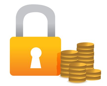 Locked money illustration concept design over white