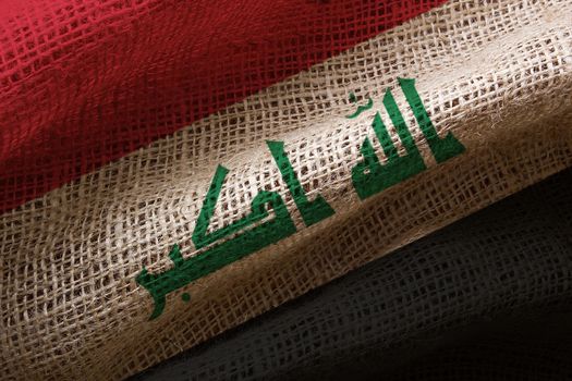 Close-up photograph of the flag of Iraq