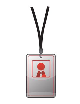 Security ID pass on a black lanyard. Isolated on white, ready for your text.