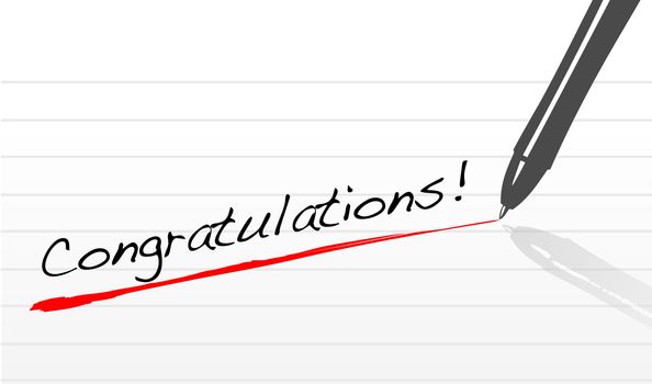 congratulations written on a notepad paper with pen