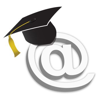 Online Education Degrees Grad Hat illustration isolated over a white background