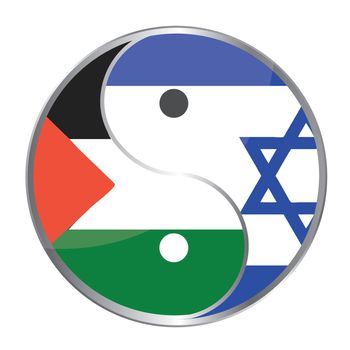 Ying yan symbol with the Israeli and Palestinian flags.