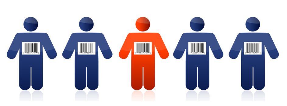 Bar code and people illustration design over white