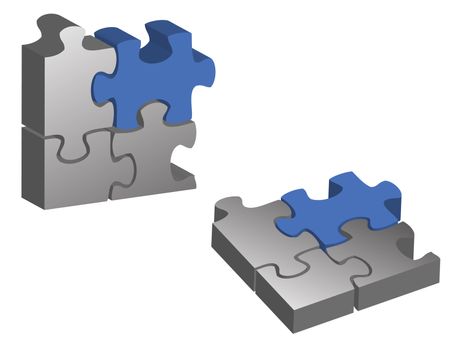 Blue and silver puzzle pieces. vector file available.