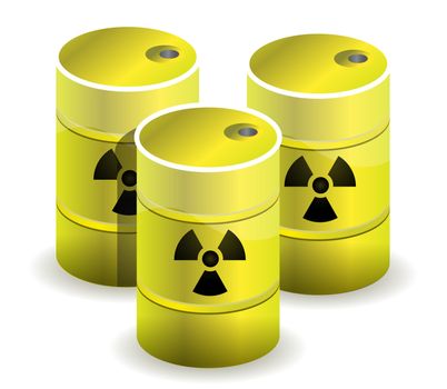radioactive symbol imprinted onto a nuclear waste barrels