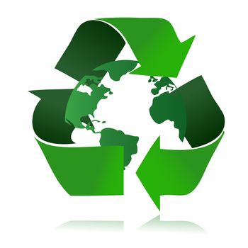 Recycle logo with the earth inside