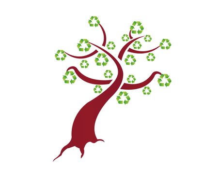 recycle tree illustration design on a white background