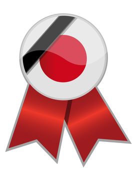 Japan ribbon with black memorial stripe illustration.