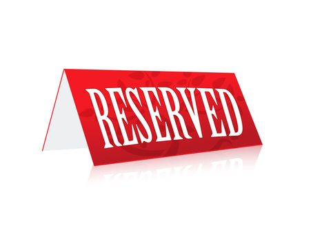 Table illustration Reserved Sign isolated over a white background.