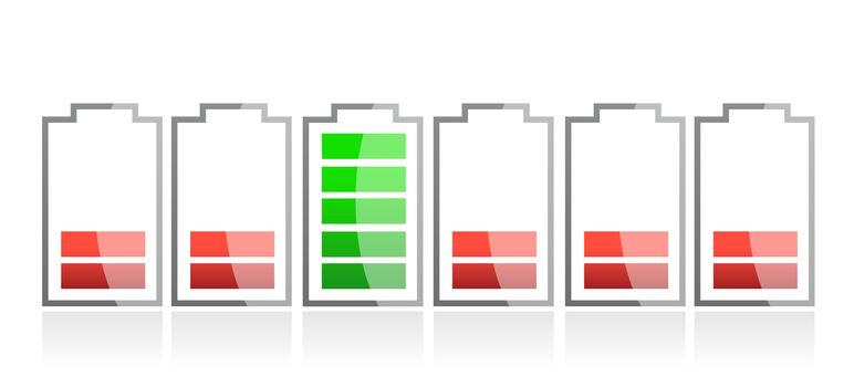 row of batteries illustration design