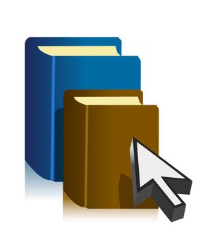 Arrow pointing at books illustration design