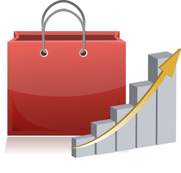 shopping finance sign and chart illustration