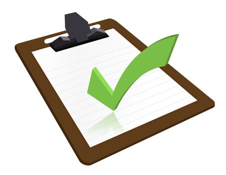 Clipboard with checkmark illustration design over a white background