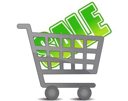 Shopping sale cart illustration isolated over white