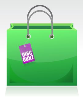 Shopping bag with a discount tag illustration design isolated over white