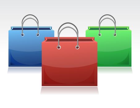 Shopping bags collection on white background