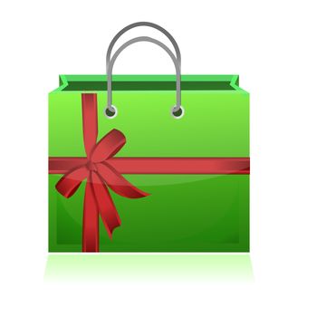 green gift shopping bag illustration design on white background