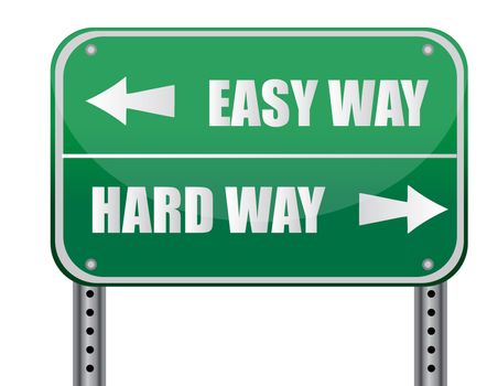 "Easy Way, Hard Way" Road Sign illustration design