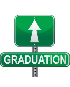 Graduation street sign over a white background