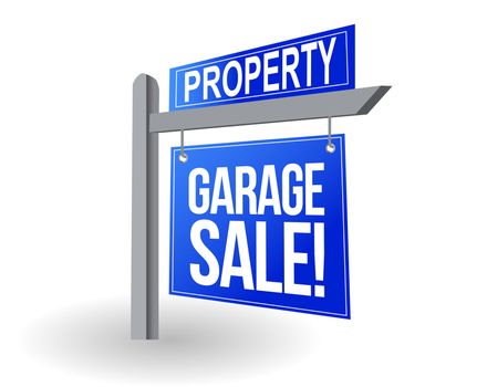 Garage sale blue sign illustration design over white
