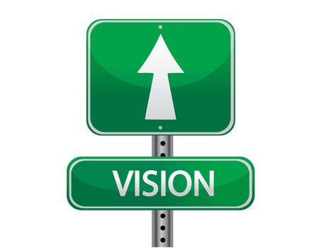 Vision street sign isolated over white