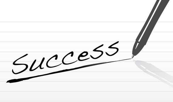 word Success over a notepad paper