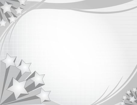 Beautiful Silver stars background with waves.