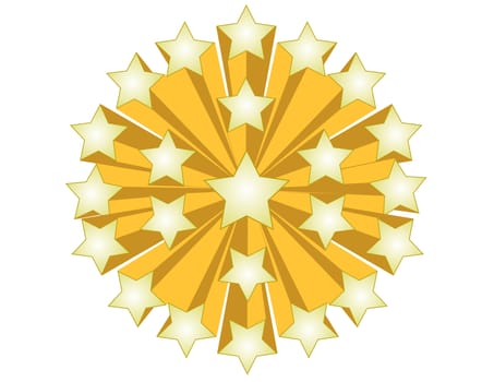 Golden Star ball illustration isolated over a white background.