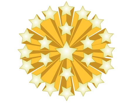 Golden Star ball illustration isolated over a white background.