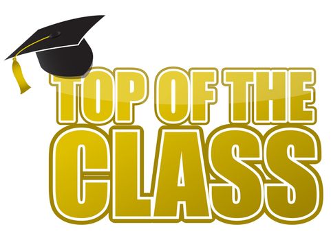 top of the class graduation cap illustration sign design