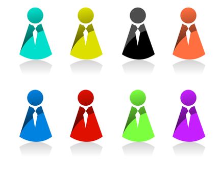 Business people different color icons isolated over a with background.