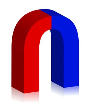 two-colored magnet 3d illustration design