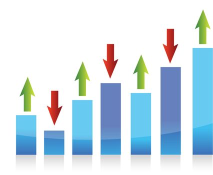 graph up and down arrows illustration design