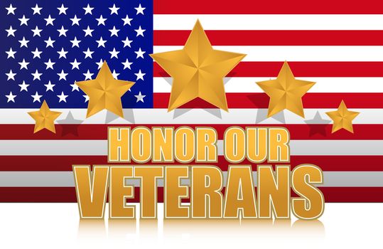 us honor our veterans gold illustration sign design on white
