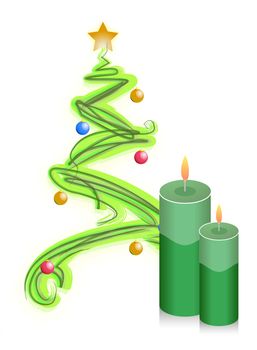 christmas tree and candles illustration
