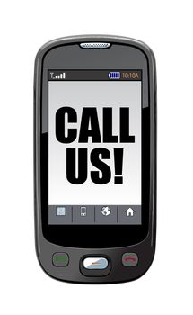 call us cellphone illustration design isolated over a white background