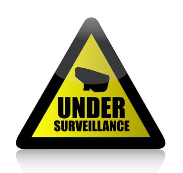 yellow surveillance sign, illustration design over white