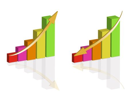 Pyramid Colorful graph templates isolated over a white background.