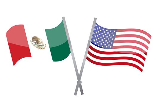 American and Mexican alliance and friendship illustration