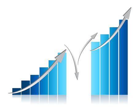 blue business graph illustration design on white