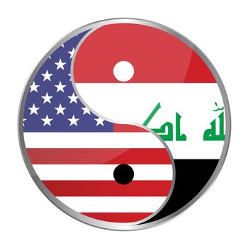 Ying yan symbol with the American and Iraqi flags. Vector File Available / Ying Yan