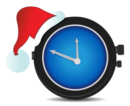 alarm clock with a Christmas hat illustration design