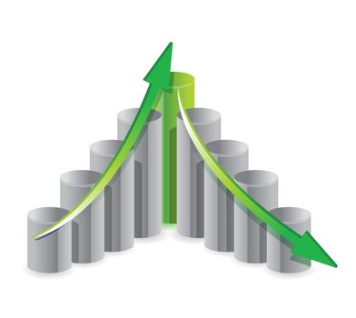up and down business graph concept illustration design