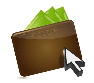 wallet and cursor buying concept illustration design