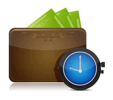 wallet and watch illustration design over white
