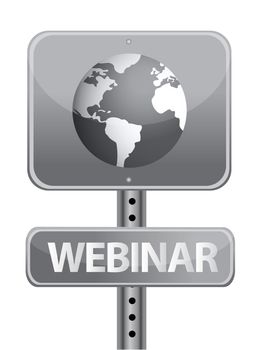 webinar street sign and globe illustration design