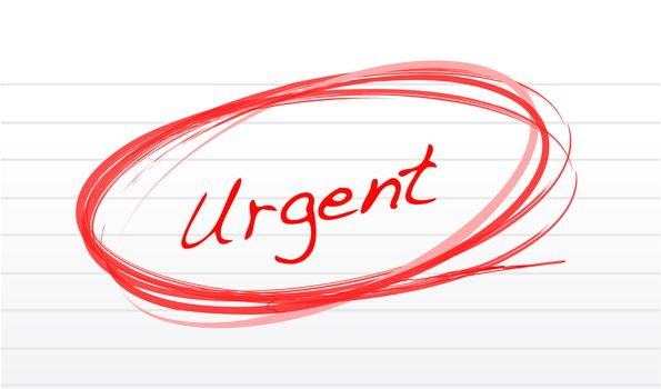 Urgent circled in red ink on white paper.