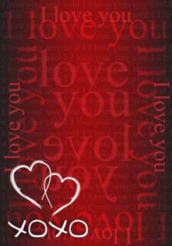 xoxo hearts red love card illustration design