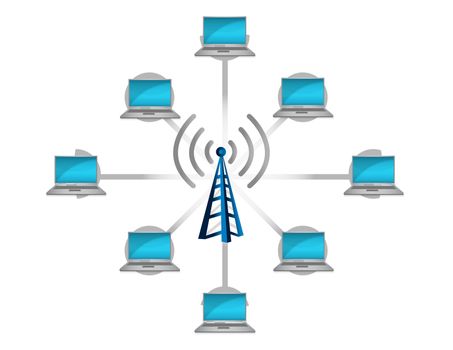 wireless network connection concept illustration design over white