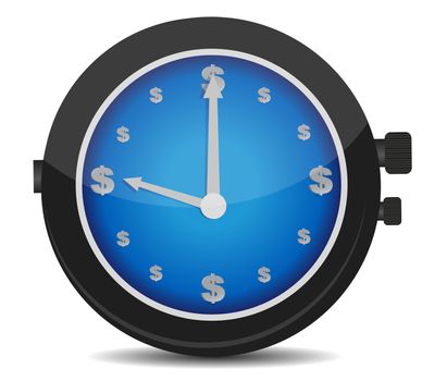 watch with a dollar sign on the dial illustration design